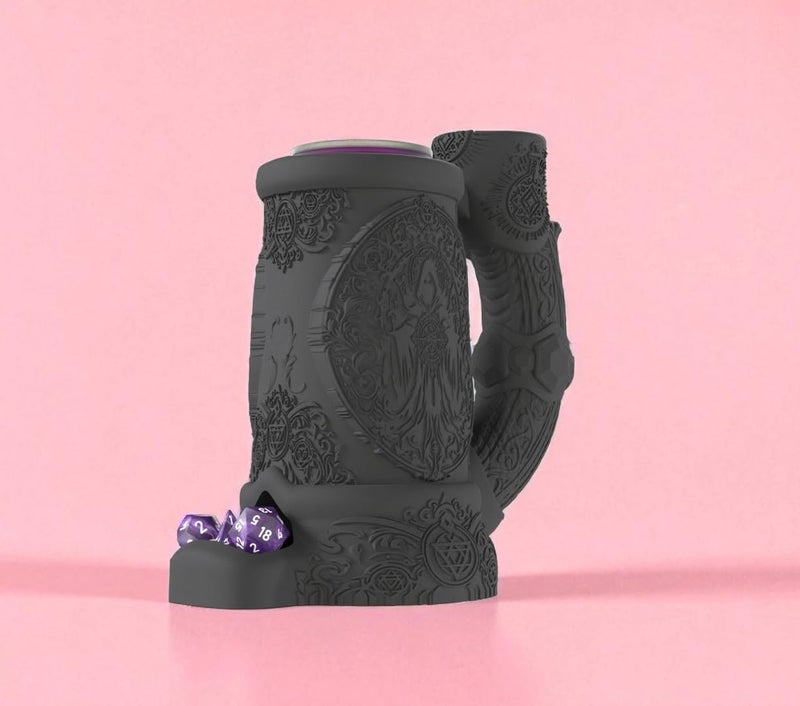 Gallery of Drip Dark Sorcerer Can Cozy Dice Tower – Fantasy DND Dice Roller & Drink Holder, Dungeons and Dragons Gift, RPG Tabletop Accessory, Dungeon Master Decor, Gothic Dice Mug (Obsidian Black, Standard 12oz Can) - Image 3